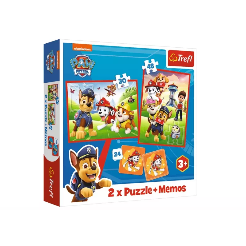 TREFL PUZZLE Puzzle + Memos 2 em 1 Paw Patrol Dog Team in Action