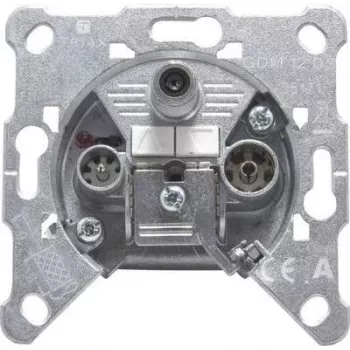 Triax GDM 12 Tomada final multimédia, 1x conector F, 1x ficha IEC, 1x conector fêmea IEC, encastrar, caixa metálica, blindagem classe A 306273