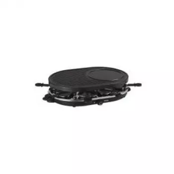 Grelhador de raclette Tristar RA-2996 para 8 pessoas, 1200 W, placa de grelhar reversível antiaderente, 8 frigideiras, preto/prateado