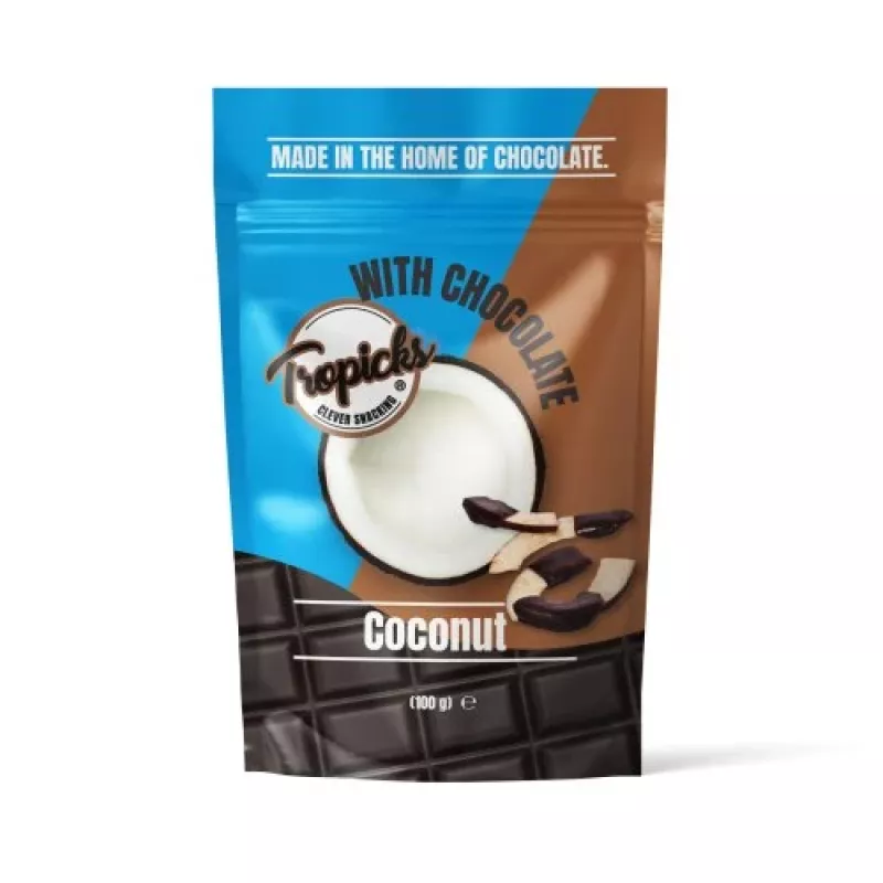 Tropicks Cocos secos com chocolate negro 100 g - snack de fruta tropical