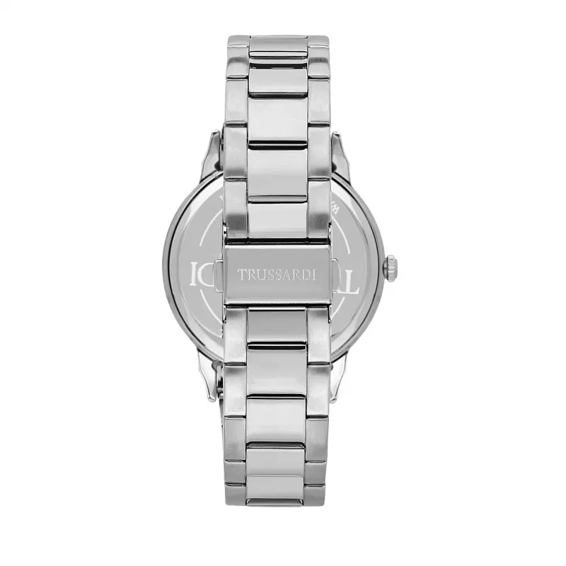 Relógio de quartzo Trussardi T-Logo para homem R2453141009 43 mm mostrador azul aço inoxidável prateado