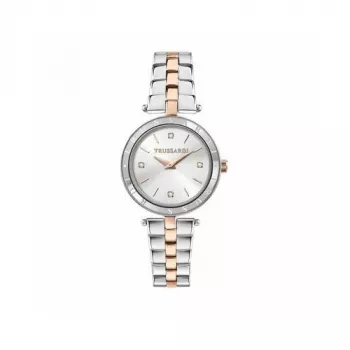 Relógio Trussardi T-Light quartzo mulher R2453145516 34mm prateado bracelete de aço inoxidável milanesa