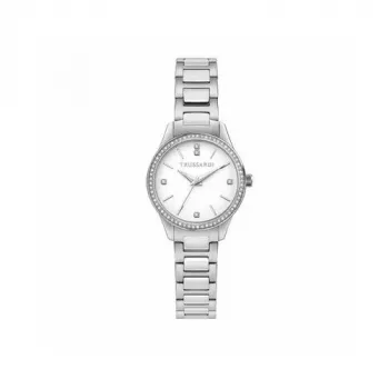 Relógio de quartzo de mulher Trussardi T-Light R2453151520 30mm em aço inoxidável prateado com malha