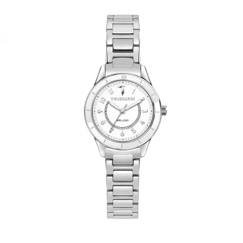 Relógio de quartzo de mulher Trussardi R2453151502 30mm mesh em aço inoxidável prateado