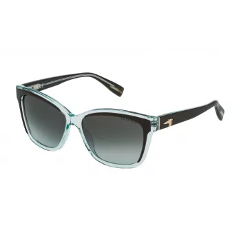 Óculos de sol TRUSSARDI para mulher STR0775607U2 armação borboleta de acetato Havana lentes degradê castanhas 56mm