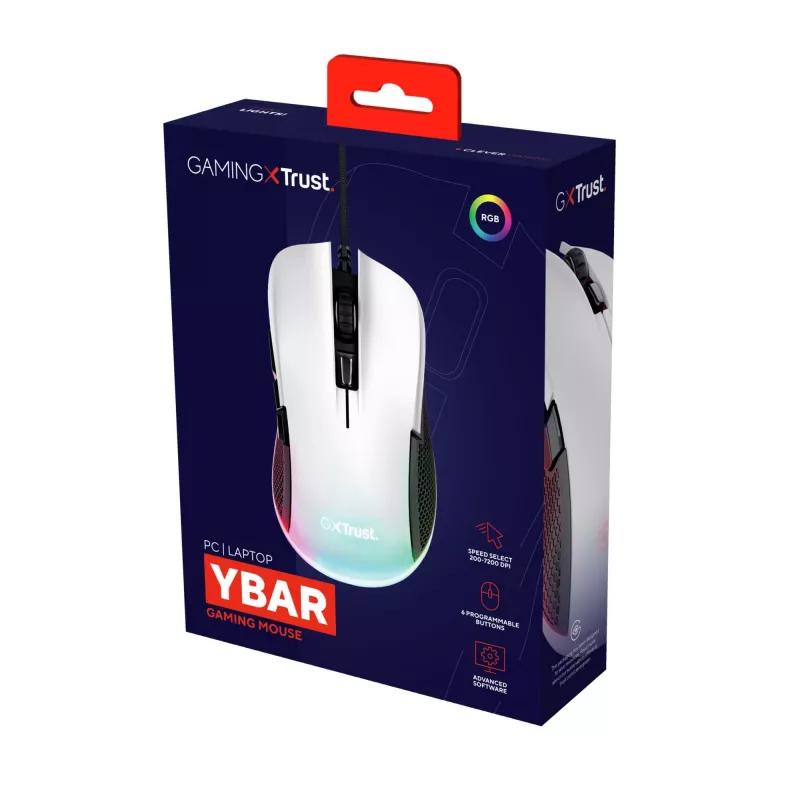 Rato gaming ótico USB Trust GXT 922W Ybar, 6400 DPI, RGB, preto