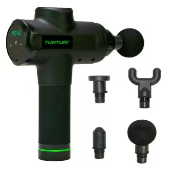 Tunturi MG50 pistola de massagem com 20 níveis de velocidade, 6 acessórios, ecrã tátil LCD, motor sem escovas, bolsa de transporte