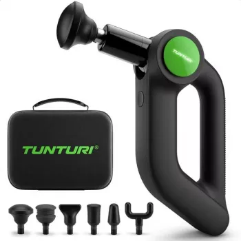 Tunturi MG70 Massage Gun Pro - massajador de percussão, 20 velocidades, 6 acessórios, bateria 2500mAh