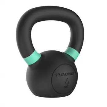 Tunturi Platinum kettlebell de ferro fundido 6 kg – revestimento em pó com pega ergonómica