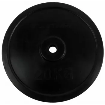 Disco de peso em borracha Tunturi 20 kg – disco de ferro fundido revestido a borracha preta (unidade, furo de 30 mm)