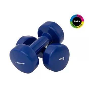 Tunturi conjunto de halteres de vinil 2 x 4 kg, azul, par com pega contornada