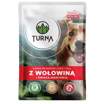 TURNA comida húmida para cães com vaca – saqueta de 100 g (alimento completo para cães adultos)