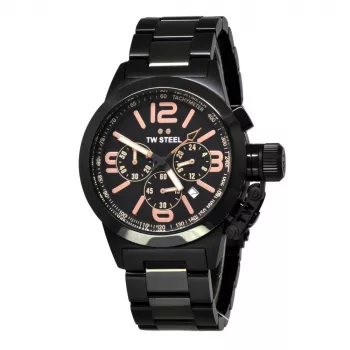 TW STEEL MAN TW312 40mm Cronógrafo de quartzo relógio de homem mostrador preto bracelete de couro