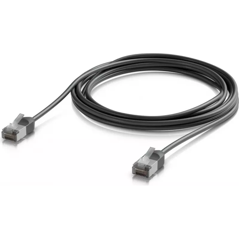 UBIQUITI UACC-CABLE-PATCH-OUTDOOR-C6A-3M-BK Cabo de rede Cat6a blindado ultrafino para exterior (3 m, preto)