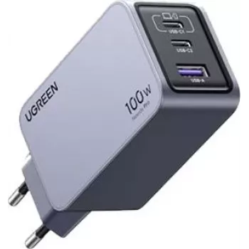 UGREEN Carregador rápido GaN Tech Nexode Pro 100W, 1x USB-A e 2x USB-C, Space Grey (15203)
