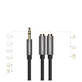 UGREEN Cabo divisor de áudio estéreo Aux 3,5mm com trança 20cm preto