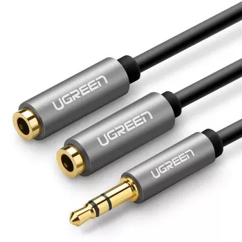 UGREEN Cabo divisor de áudio estéreo Aux 3,5mm com trança 20cm preto