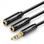 UGREEN cabo divisor de auscultadores de 3,5mm AUX divisor em Y 25cm preto (20816)