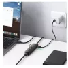 UGREEN Hub USB 4 em 1 com 4x USB-A 3.0 PD DC 12V 0,25m preto (CM416 10915)