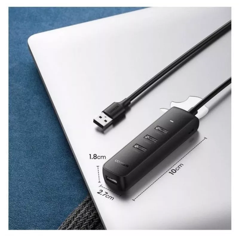 UGREEN Hub USB 4 em 1 com 4x USB-A 3.0 PD DC 12V 0,25m preto (CM416 10915)