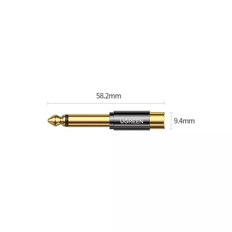 Adaptador UGREEN 6,35 mm jack para RCA fêmea dourado AV169 80731