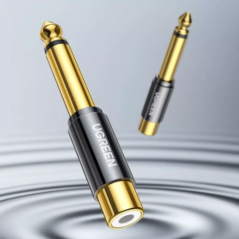 Adaptador UGREEN 6,35 mm jack para RCA fêmea dourado AV169 80731