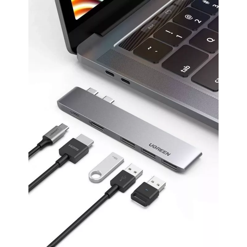 UGREEN 60559 hub USB-C 5 em 2 para MacBook Pro/Air, USB-C PD 100W, HDMI 4K, 3x USB 3.0