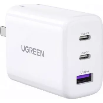UGREEN Carregador rápido USB-C de 65W com porta USB-A - Carregador de parede de 3 portas, PD3.0/QC4.0+, Non-GaN, preto (90496)