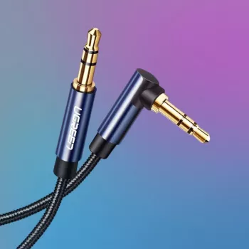 Cabo AUX angular UGREEN 2 x mini jack 3,5 mm 1 m azul (AV112)