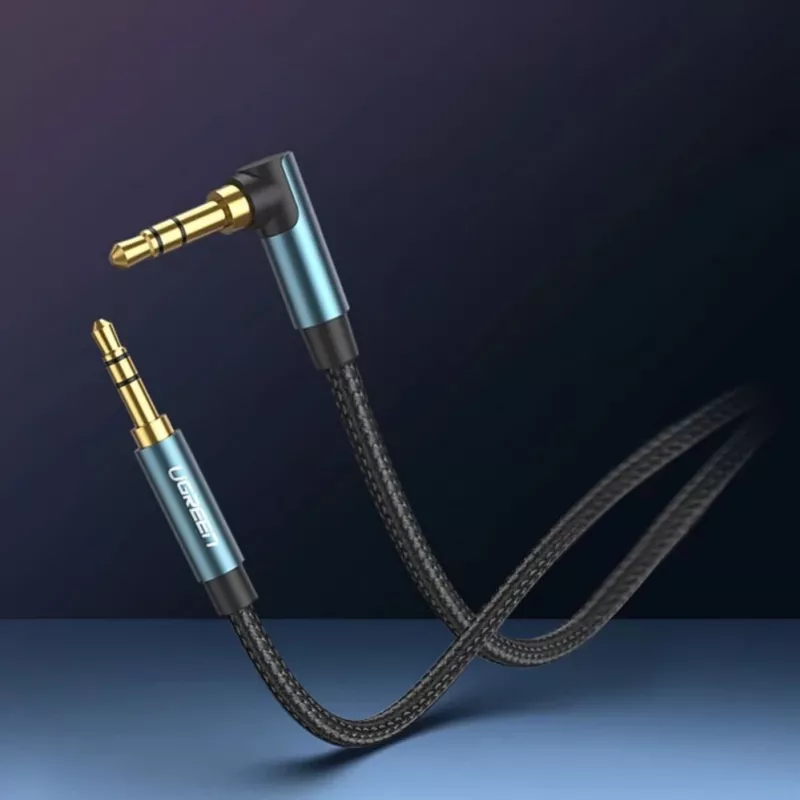 Cabo AUX angular UGREEN 2 x mini jack 3,5 mm 1 m azul (AV112)