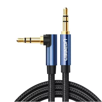 Cabo AUX angular UGREEN 2 x mini jack 3,5 mm 1 m azul (AV112)