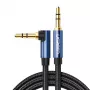 Cabo de áudio AUX UGREEN 3,5 mm com ficha angular 2 m azul (AV112)