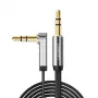 Cabo Aux plano em ângulo reto UGREEN AV119 3,5 mm 1,5 m - Preto/Prateado