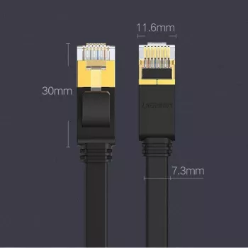 UGREEN cabo de rede Ethernet Cat 7 STP 10m preto plano RJ45 LAN 10 Gbps