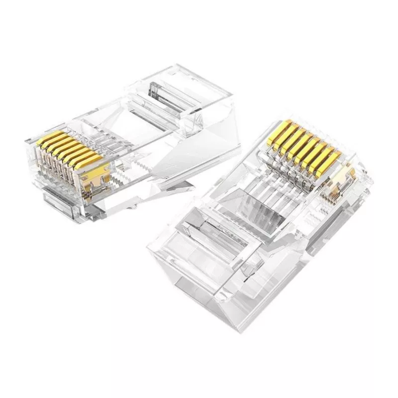 UGREEN Ficha modular RJ45 Cat6 - transparente com contactos dourados (10 unidades)
