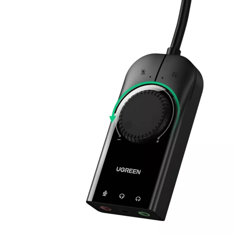 UGREEN CM129 Adaptador de som estéreo externo USB-A para 3,5mm - Preto