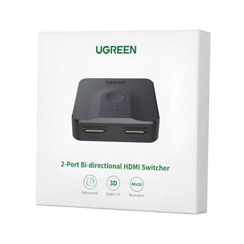 Comutador HDMI 4K bidirecional 2-em-1 UGREEN CM217-50966 - preto