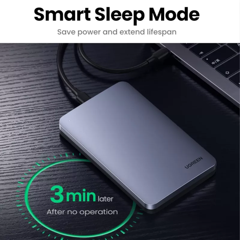 Caixa para disco rígido UGREEN CM300 2,5 polegadas USB Type-C - prateado