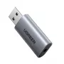 UGREEN CM383-80864 Adaptador de som externo USB-A para conector de áudio de 3,5 mm - prateado