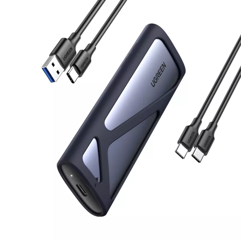 UGREEN CM400-90264 Caixa para SSD M.2 NVMe/SATA 10Gbps USB-C 3.2 Gen 2 sem ferramentas, alumínio, prateada