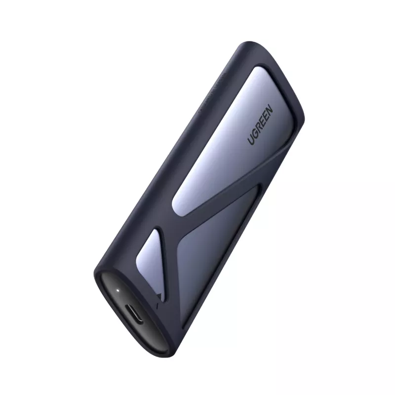 UGREEN CM400-90264 Caixa para SSD M.2 NVMe/SATA 10Gbps USB-C 3.2 Gen 2 sem ferramentas, alumínio, prateada