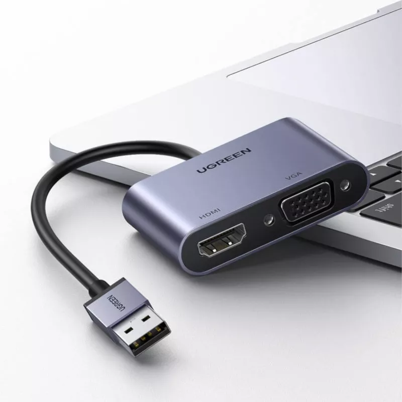 Adaptador de ecrã UGREEN CM449 USB-A para HDMI + VGA 1080P