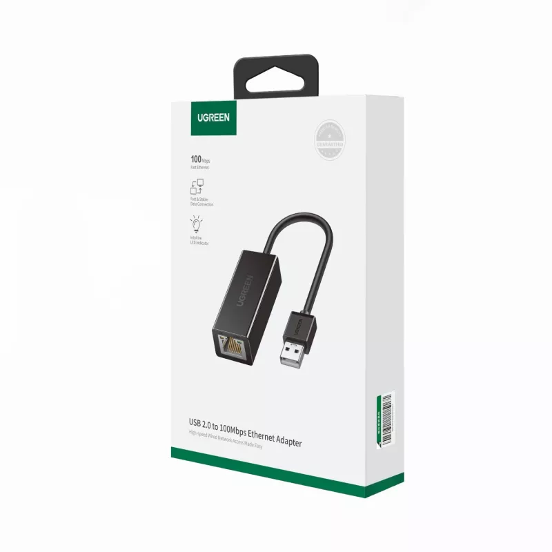 UGREEN CR110 Adaptador USB 2.0 para RJ45 Ethernet - Preto