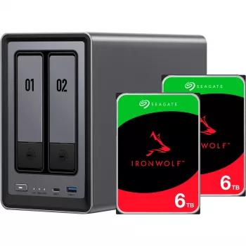 UGREEN DXP2800+ 2x Seagate IronWolf HDD Bundle - NAS de 2 baías com Intel Celeron N5105, 8GB DDR4, 2x 2,5GbE, incl. 2x 4TB HDDs