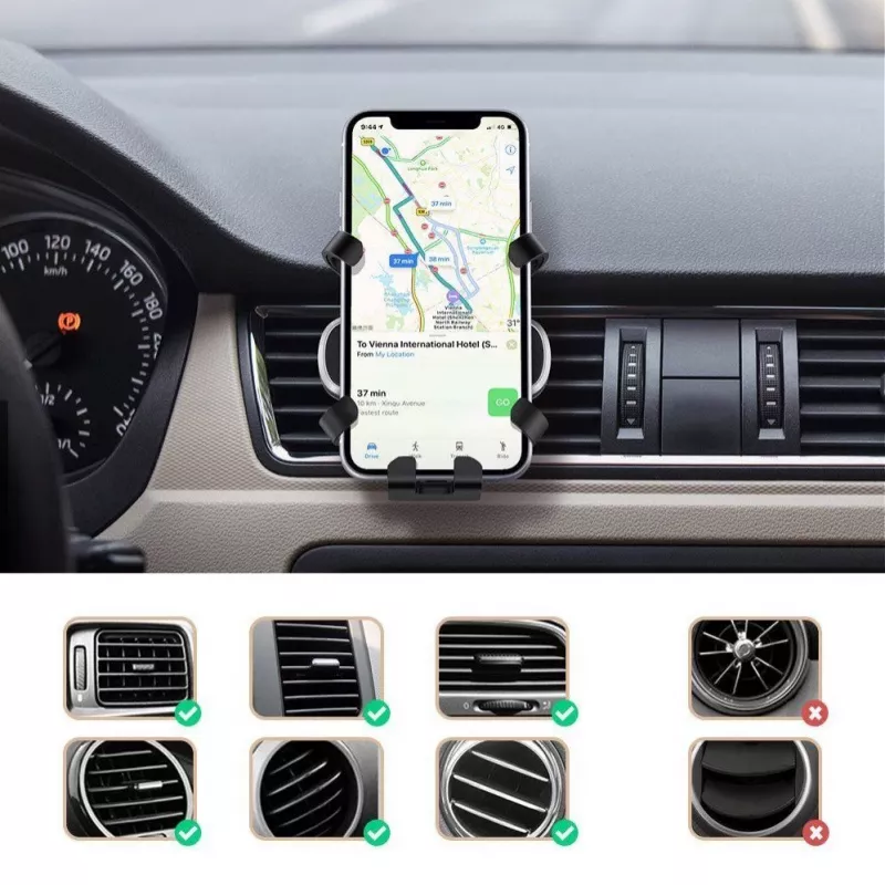 UGREEN Suporte de telemóvel para carro por gravidade preto (80539)
