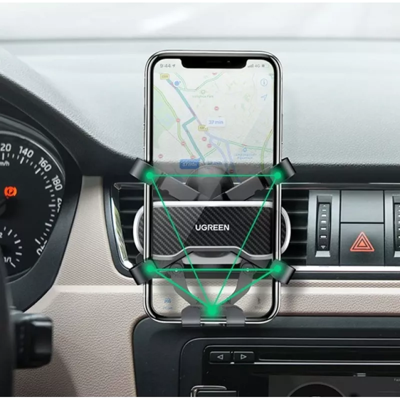 UGREEN Suporte de telemóvel Gravity Auto para painel e para-brisas, suporte universal para smartphone com ventosa forte, rotação 360°, braço telescópico, desbloqueio com um botão, preto