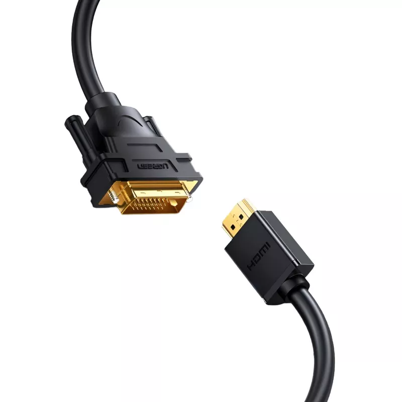 UGREEN HD106 Cabo HDMI para DVI, 2m, Preto, 1080p, Banhado a Ouro, Triplamente Blindado