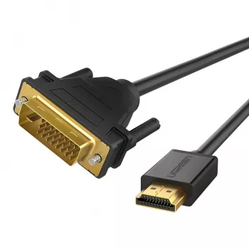 UGREEN HD106 Cabo HDMI para DVI, 2m, Preto, 1080p, Banhado a Ouro, Triplamente Blindado