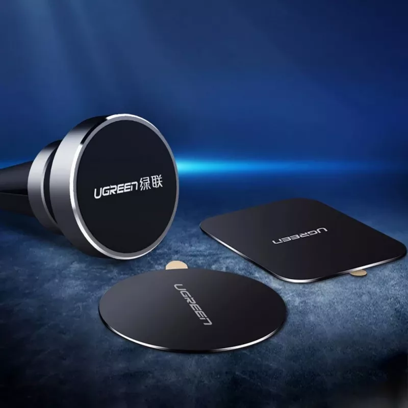 UGREEN Placas metálicas magnéticas para suporte de telemóvel LP123 60410 - Redondas e retangulares, Preto (2 unidades)