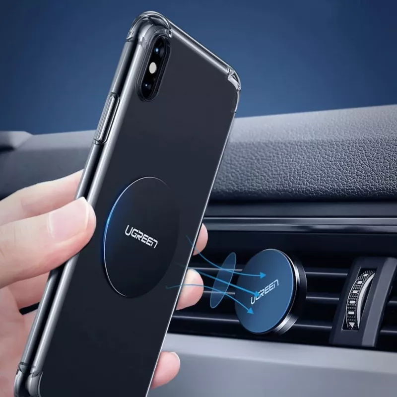 UGREEN Placas metálicas magnéticas para suporte de telemóvel LP123 60410 - Redondas e retangulares, Preto (2 unidades)
